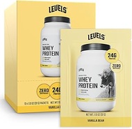Levels Grass Fed Whey Protein Powder, No Artificials, 24G of Protein, Vanilla Bean, 12 Count