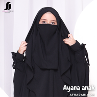 Gamis anak perempuan set cadar Ayana Hoodie crinkle air flow hitam baju dan hijab instan syari free niqab