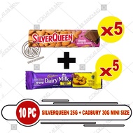 SILVERQUEEN 25 GRAM 10 PCS X CADBURY 30GR, SILVER QUEEN PACKAGE 25 GRAM ALMOND X CADBURY DAIRY MILK 