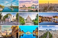 Postcard Set Paris (France) - 9 Cards/Postcards - Photos Pictures Eiffel Tower Louvre Notre Dame Sac