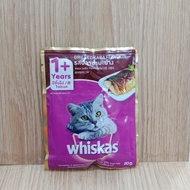 Whiskas Pouch adult grilled saba 80gr Makanan Basah Kucing sachet whiskas