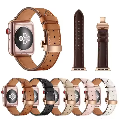 Genuine Leather Strap for Apple Watch Band 38 40 41 42 44 45 46 49mm Bracelet for Apple Watch S10 Ar