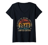 Womens Vintage 1948 75th Birthday Gift 75 Years Old Limited Edition V-Neck T-Shirt