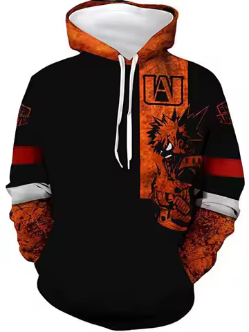 Bakugo Hoodies MHA Sweatshirt Todoroki Deku Pullover Jumper Cosplay Costumes 3D My Hero Academia Uni