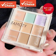 9 Colors Concealer Palette Covers Acne Marks Dark Circles Tear Trough Brightens Skin