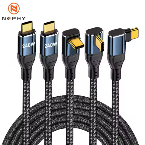 90 Degree Elbow Super fast charging PD 3.1 240W USB Type C to C Cable For iPhone 15 Apple iPad Macbo