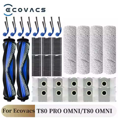 For ECOVACS T80 PRO OMNI / T80 OMNI Vacuums Cleaner Main Roller Mop Cloth Side Brush Dust Bag HEPA F