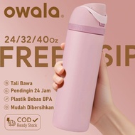 [100% ORIGINAL] Owala FreeSip tumbler 24oz/32oz Insulated Stainless Steel Water Bottle-Rose Quartz