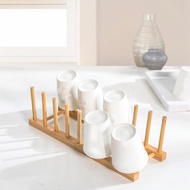 2-Piece Set Bamboo Dish Rack 8-Grid Wooden Plate Rack Dish Rack Vertical Drainer Kitchen Cabinet Sto
