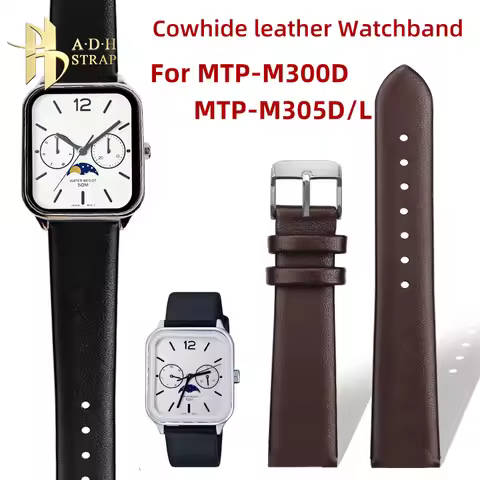 Universal Cowhide Watch with Accessories For Casio Lunar Phase Small Block Watches MTP-M300D MTP-M30
