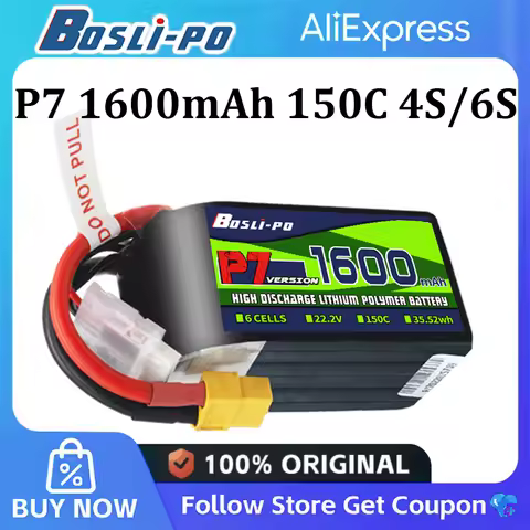 Boslipo P7 1600mAh 150C Lipo Battery 4S 6S FPV Battery XT60 Plug for Racing Freestyle RC Drones