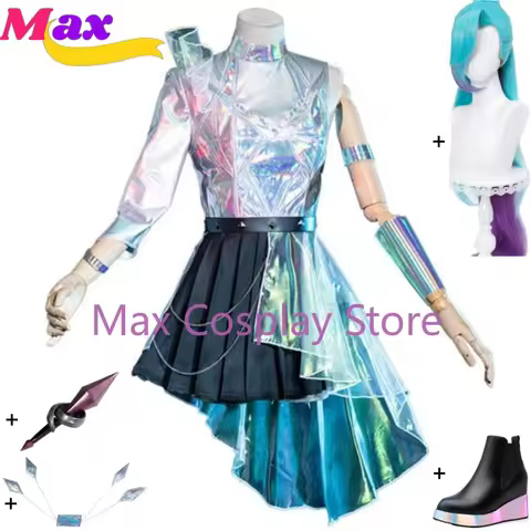 Max Cosplay Game KDA All Out Seraphine The Starry Eyed Songstress Cosplay Costume Wing Microphone An