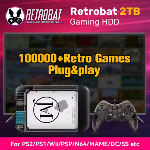 JMachen Hyper Base RB 2TB Gaming HDD Retrobat OS Retro Game Console with 100000+ Retro Games for PS2