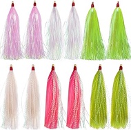 Fishing Teasers, 12/18pcs Bucktail Teaser Mylar Teaser Tail Fishing Teaser for Fluke Flounder Rigs f