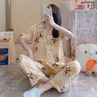 Korean High Quality Cotton Spongebob Short Sleeve Pajama Set Sleepwear For Women Pantulog