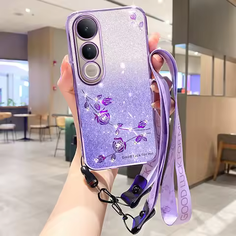 Case Shockproof Gradient Flower For VIVO V50 Lite Case New Fashionable Versatile Gradient Preserved