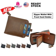 PU Leather Men Zipper Short Wallet With Front Card Holder Beg Duit Dompet Lelaki Pendek Shopbags WP5508