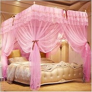 4 Corner Post Bed Canopy Mosquito Net, Adult Girls Princess Room Lace Bed Curtains Bedroom Decor, Ea