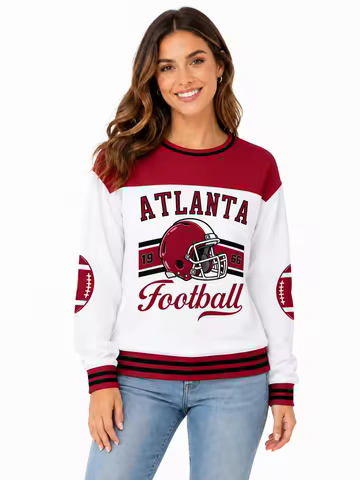 Custom Atlanta City Sweatshirt for Women, Personalized Name Number Logo Crewneck Sweatshirt, Game Da
