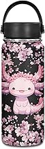 Axolotl Flowers Water Bottle Leak Proof Stainless Steel Portable Vacuum Flask with Top Handle Keeps 