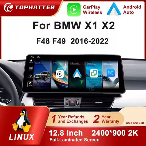 CarPlay For BMW X1 X2 2016-2022 F48 F49 NBT/EVO System 12.8in 2K Screen Car Radio LInux Multimedia P