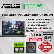 #RG058 USED ASUS ZEPHYRUS GA401QM R9 Gaming Laptop AMD RYZEN R9-5900HS 16GB 512GB SSD NVIDIA RTX3060