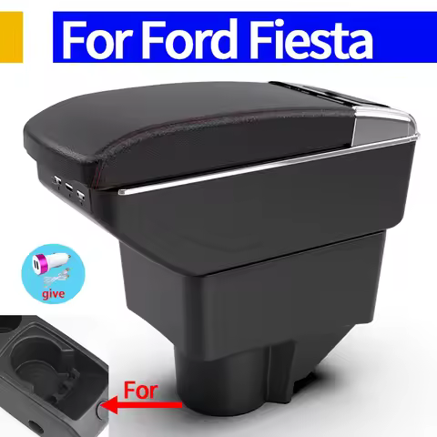 For Ford Fiesta Armrest Box For Ford Fiesta 3 Car Armrest 2011-2018 Car Storage Box Accessories PU L