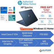 HP Spectre x360 Laptop 14-ef0000TU (Intel Core i7 12th gen, 16gb ram, 1tb ssd, 13.5 3k2k AMOLED IPS TOUCH, Win11, OPI) (E-Wallet TnG/Grab RM100)