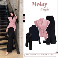4-in-1 Suit Korean StyleWanita | Vest, Mermaid Skirt, Cuff, Pashmina | One Set of Current Fashion Tr