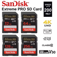 SanDisk Extreme Pro SD CARD 16GB 32GB  64GB 128GB 256GB UHS-I 200MB/s Memory Card Class 10 U3 V30 4K UHS-I SDXC