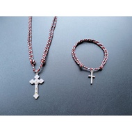 KG53 CATHOLIC CROSS NECKLACE + BRACELET PACKAGE TRIDATU ROPE 2MM