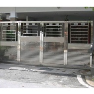 pagar rumah minimalis pintu buka dorong stainless steel