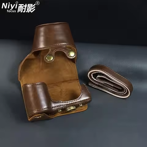 For Sony A6000 A6100 A6300 A6400 PU Leather Camera Bag Case Full Body Cover With Shoulder Strap Came