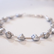 大溪地天然海水keshi黑珍珠手鐲 925純銀