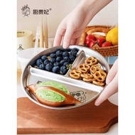 211 Fat-Reducing Dinner Plate 316 Stainless Steel Household Compartment Round Plate Adult Weight-Los