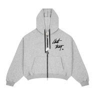HOODIE ZIP BSS - 2-way Zip zipperJacket "MAKEUP" GRAY Oversized Hoodie Hoodie Man Zipper Hoodie Cott