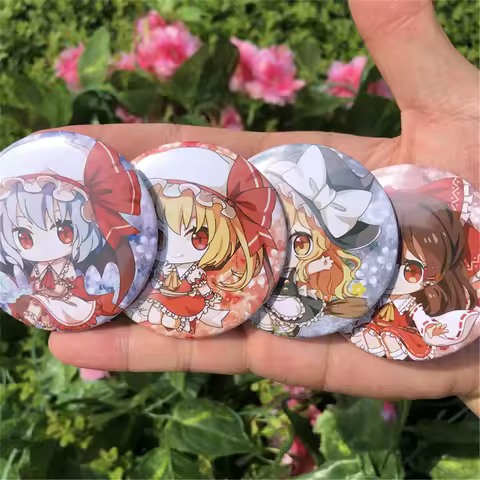 Anime TouHou Project Saigyouji Yuyuko Konpaku Youmu Hakurei Reimu Cosplay Costume Badge Pin SPTE Tin