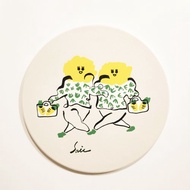 菜市場 買菜 菜籃 蔬菜 陶瓷鍋墊 陶瓷杯墊 陶瓷 耐熱 抗熱 鍋墊