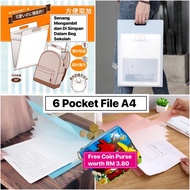 SNT(FILE A4)Fail Plastik File Folder Fail Folder 6X Pocket File Document Organizer Files Stationary