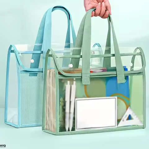 1 large capacity portable transparent waterproof handheld folder, expandable file storage bag, PVC s