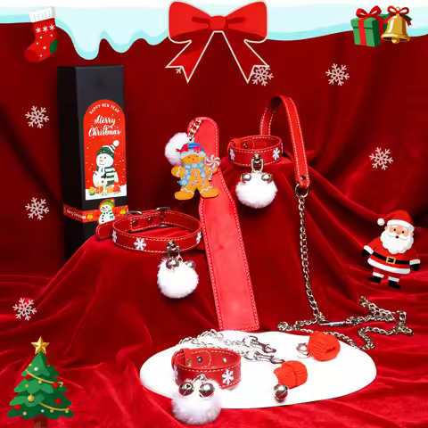 2025 Hot Release Christmas BDSM Kit - Best Selling Couples Restraint Set with Collar/Bell/Handcuffs 