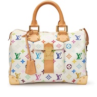 Louis Vuitton Takashi Murakami White Monogram Multicolore Coated Canvas Speedy 30 Gold Hardware, 201
