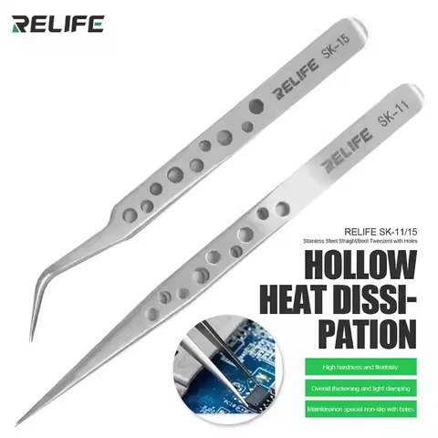 RELIFE SK-11 15 Anti-magnetic Precision Industrial Stainless Steel Tweezers for Phone Motherboard El