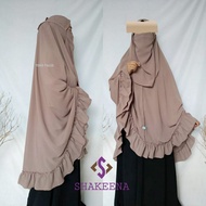 Jilbab Syari Hijab tali Wolfis Jumbo Rempel / Hijab wolfis Grade A Free Cadar