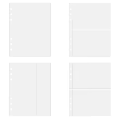 PLRBOK A5 6 Ring Card Protector Book Photo Album Transparent Single Inner Page Toploader 1/2/4 Pocke