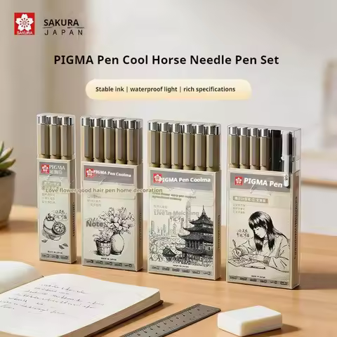 Japan Sakura black needle pen comic 6-pack waterproof hook pen Sakura pen 3-pack art animation paint