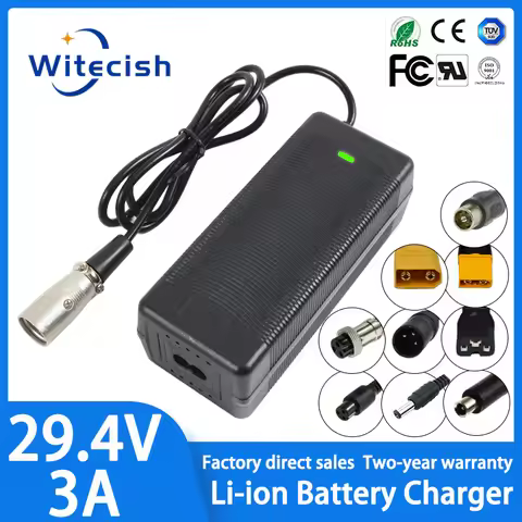 29.4V charger 3A for 24v 25.2v Li-ion battery 7S 18650 battery pack Connnector DC5525 XLR GX16 XT60 