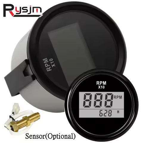 HD 2" 52MM 0-9990RPM Tachometer Tacho Meter Electrical Tacho Gauge With Hourmeter For 1-12 Cylinder 