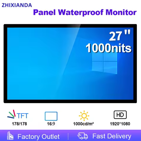 27 Inch 1920*1080 Panel Waterproof Industrial Touch Screen Monitor LCD Display Outdoor 1000nits Brig