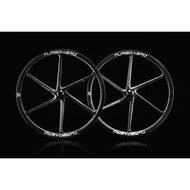 Speedave TurboAero Six Spoke Disc Brake Carbon Wheelset Glossy Marble Decal White Label / Road Bike